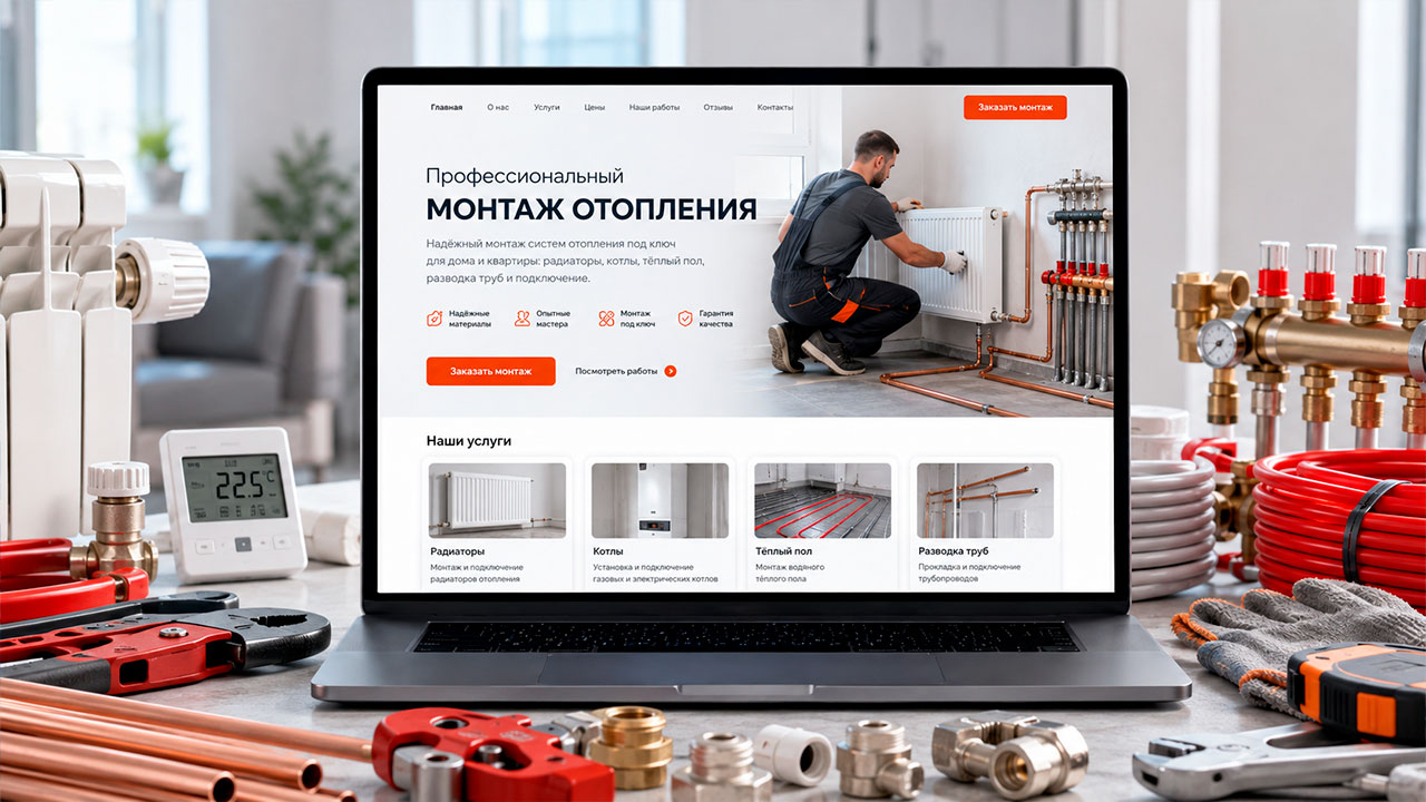 Сайт для монтажа отопления — демо макета