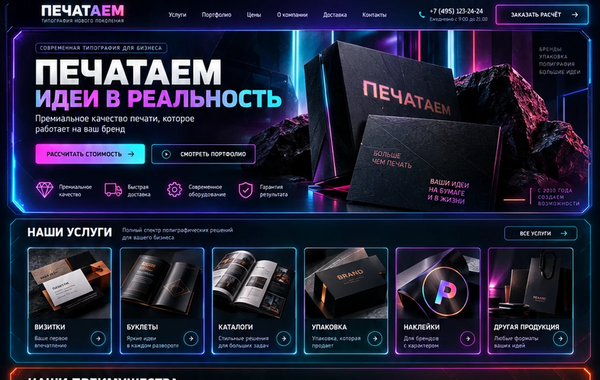 Демо №2 сайта для типографии