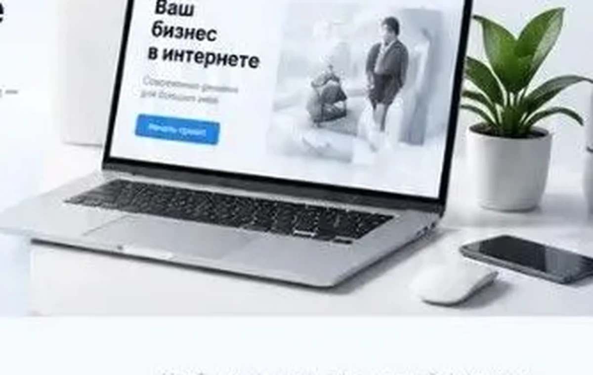 Современный ноутбук с сайтом на рабочем столе