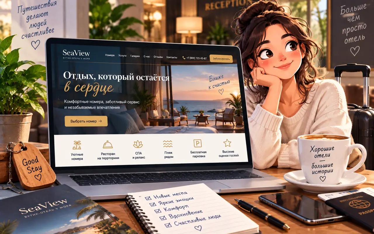 Сайт отеля у моря с бронированием номера