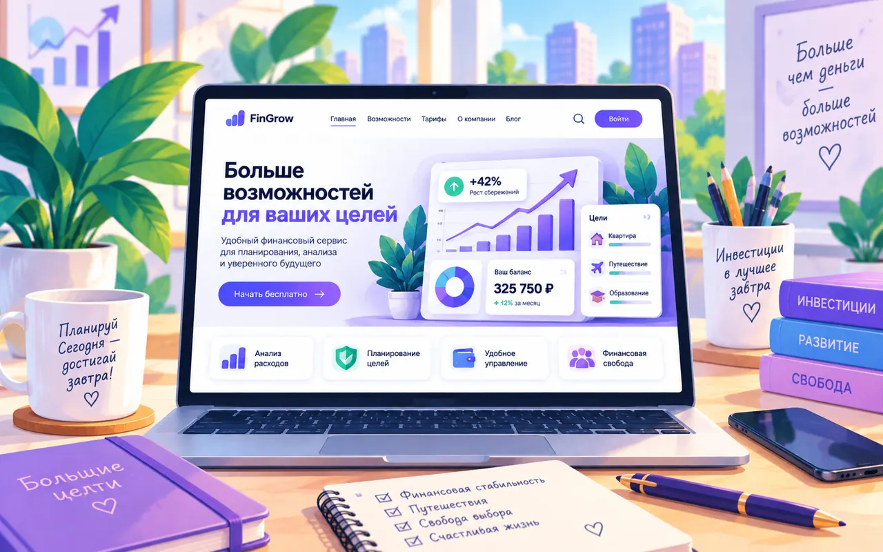 Финансовый сервис с графиками роста и планированием целей